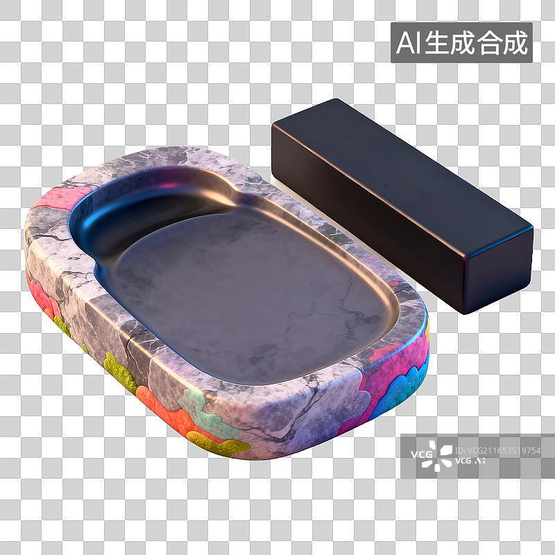 【AI数字艺术】传统砚台3d渲染图片素材