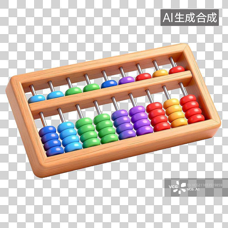 【AI数字艺术】彩色木质珠算算盘数学教具图片素材