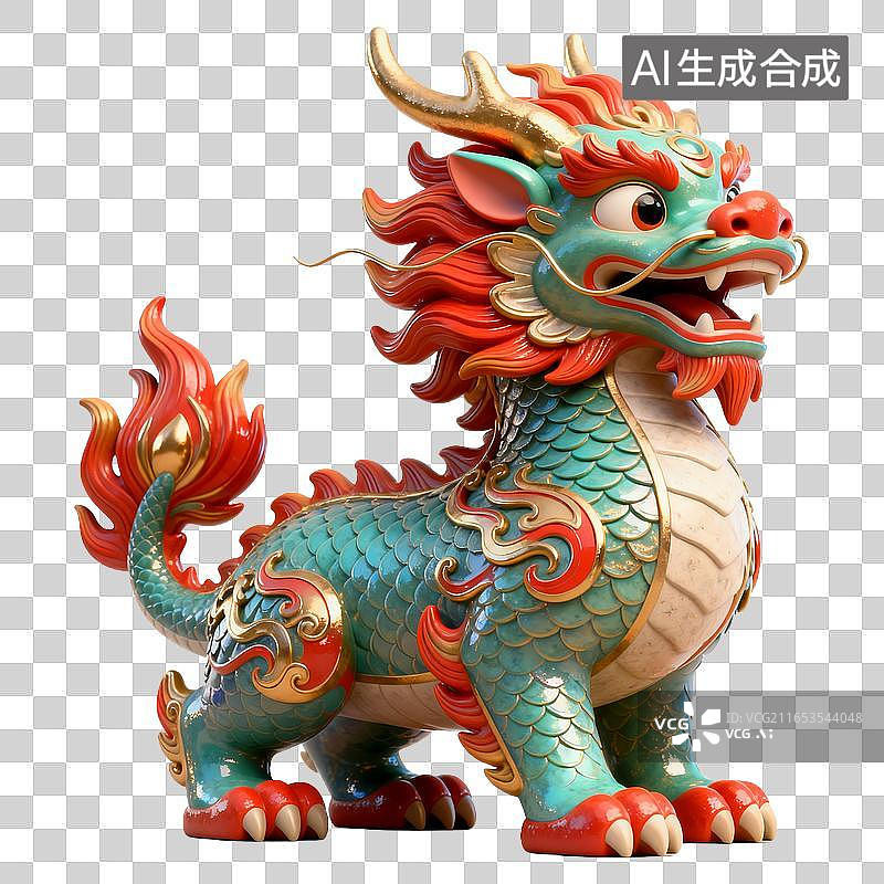 【AI数字艺术】中式祥瑞麒麟装饰摆件图片素材