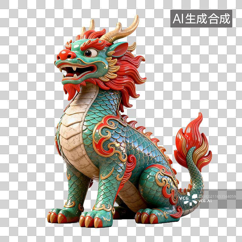 【AI数字艺术】中式祥瑞麒麟装饰摆件图片素材