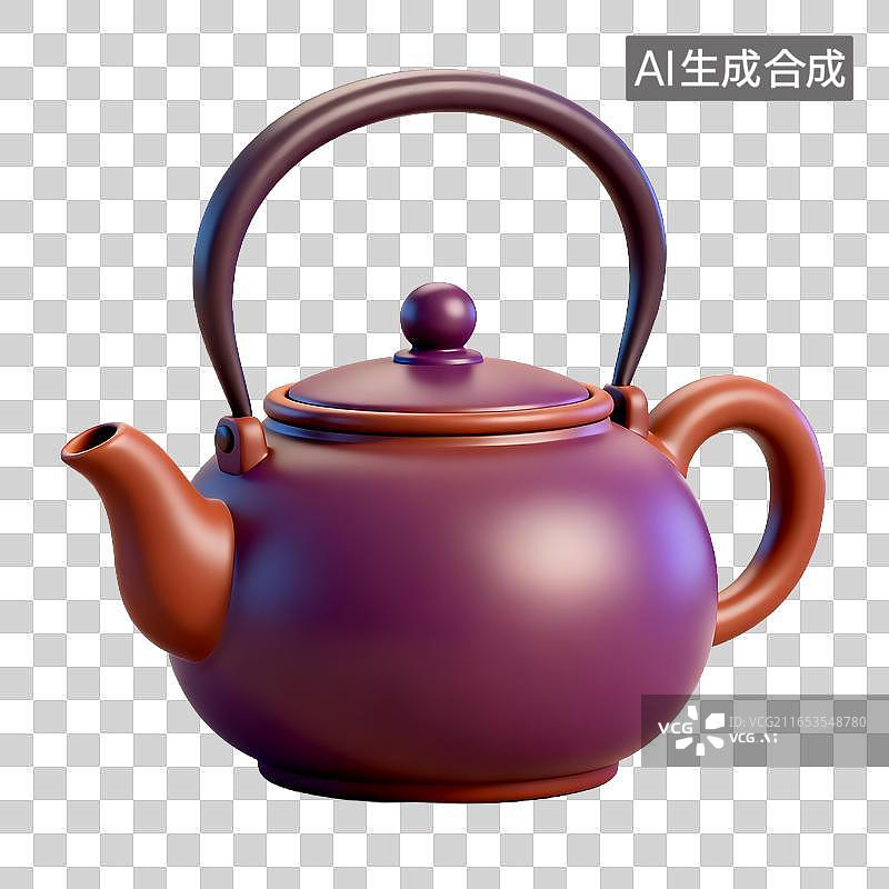 【AI数字艺术】紫色提手茶壶居家摆件餐具图片素材