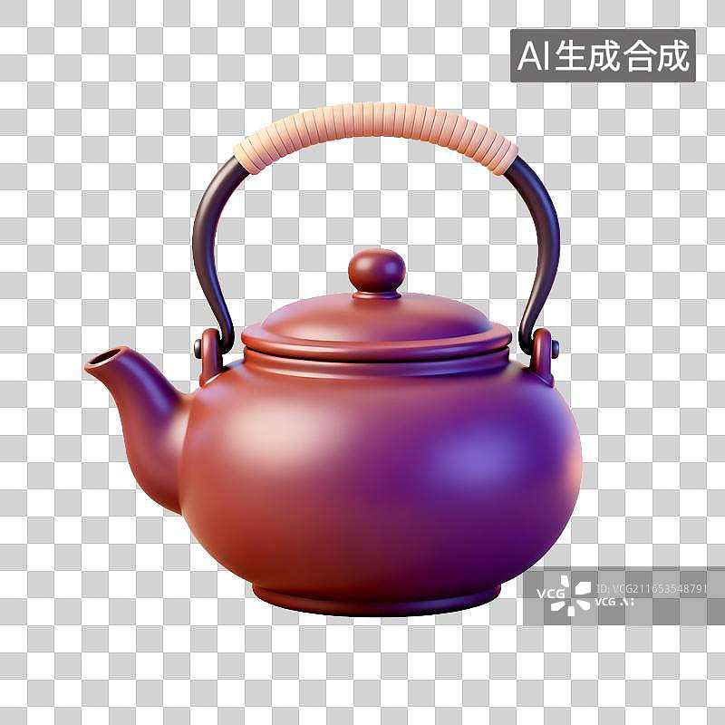 【AI数字艺术】紫色提手茶壶居家摆件餐具图片素材