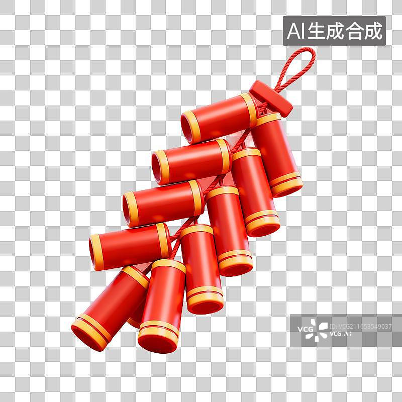 【AI数字艺术】红色新春鞭炮挂件装饰图片素材
