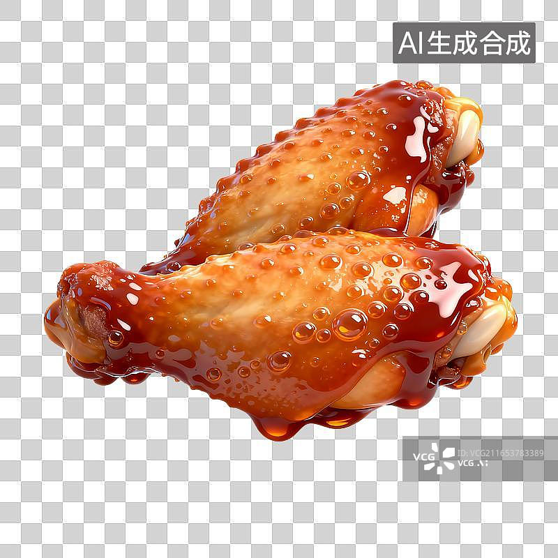 【AI数字艺术】裹着酱汁的美味烤鸡翅图片素材