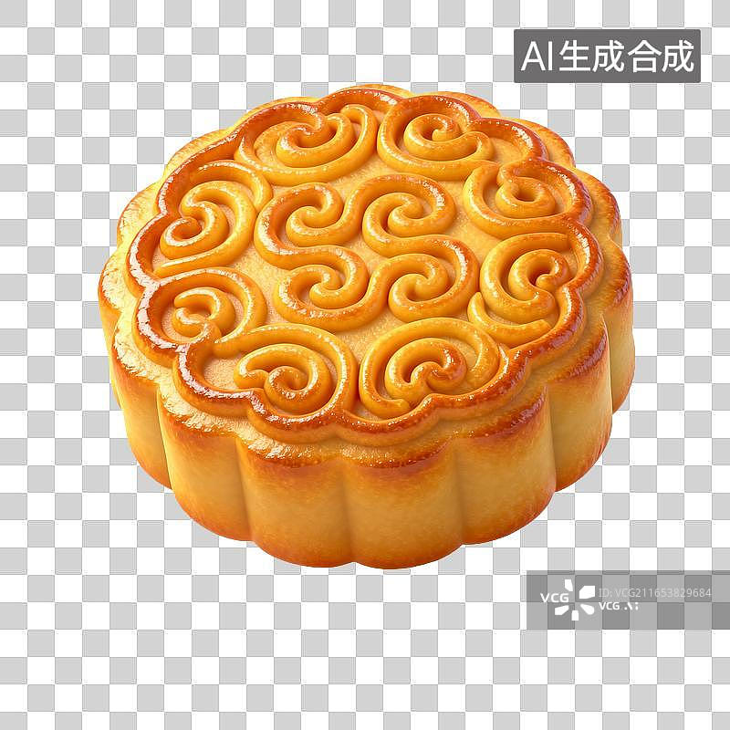 【AI数字艺术】传统带花纹的中秋月饼图片素材