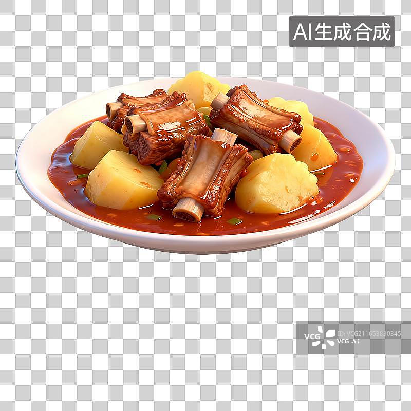 【AI数字艺术】红烧土豆排骨菜品图片素材