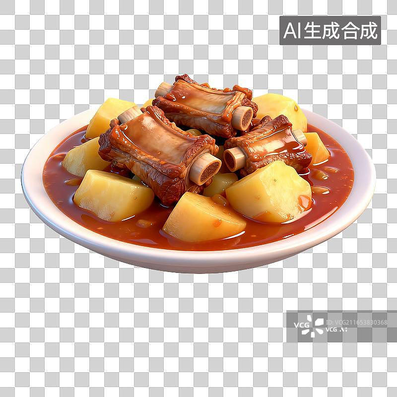 【AI数字艺术】红烧土豆排骨菜品图片素材