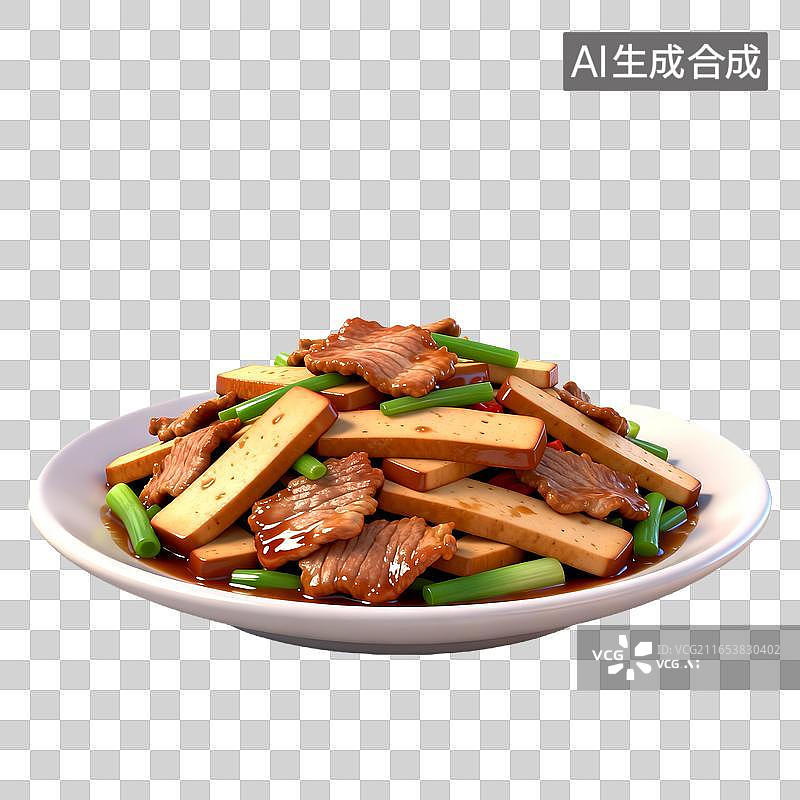 【AI数字艺术】香干肉片炒青蒜图片素材