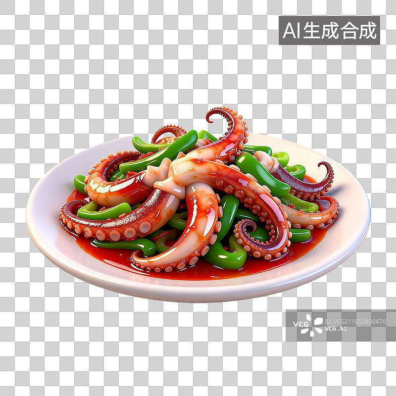 【AI数字艺术】青椒炒鱿鱼图片素材