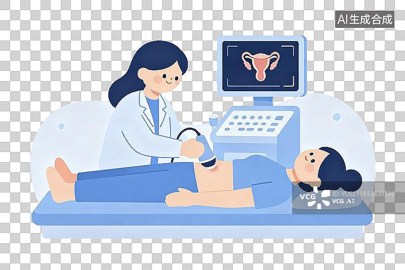 【AI数字艺术】医生给患者做妇科B超彩超检查 免抠图形图片素材