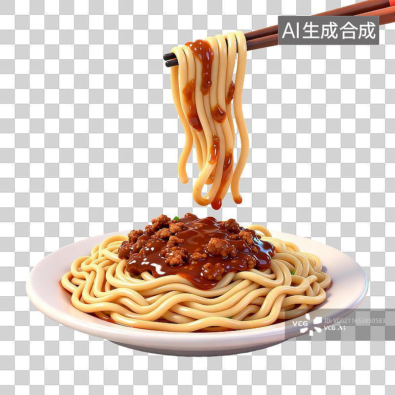 【AI数字艺术】肉酱意面盛在白瓷盘里图片素材