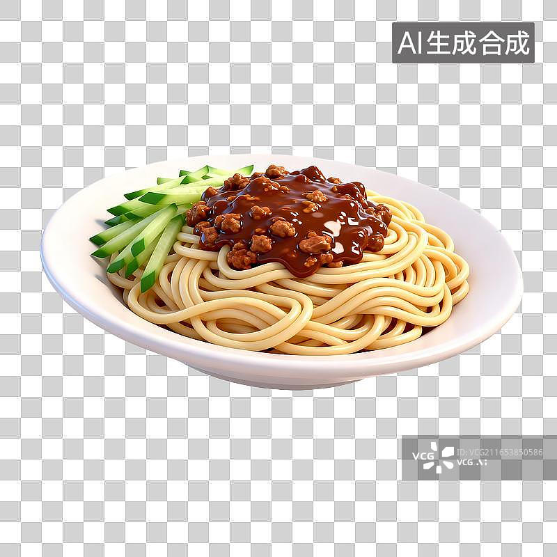 【AI数字艺术】肉酱意面盛在白瓷盘里图片素材