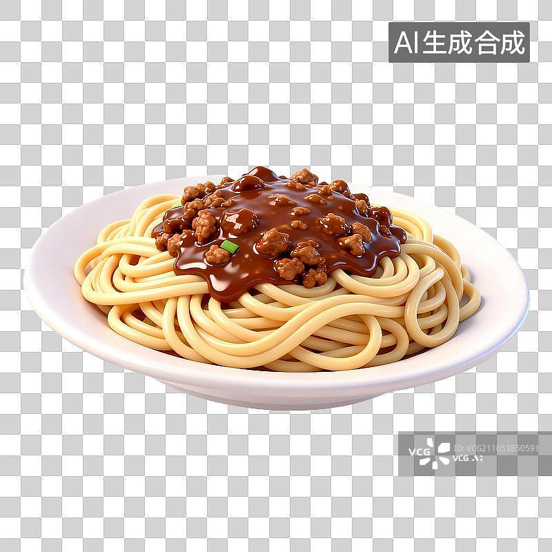 【AI数字艺术】肉酱意面盛在白瓷盘里图片素材