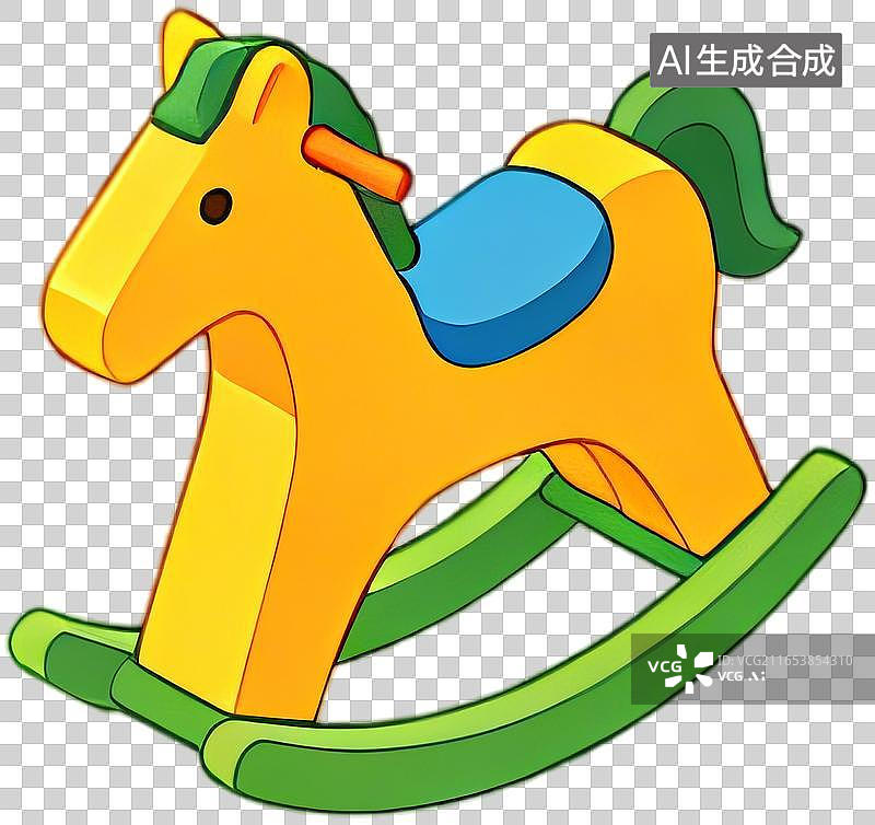 【AI数字艺术】彩色木制摇摇马玩具图片素材