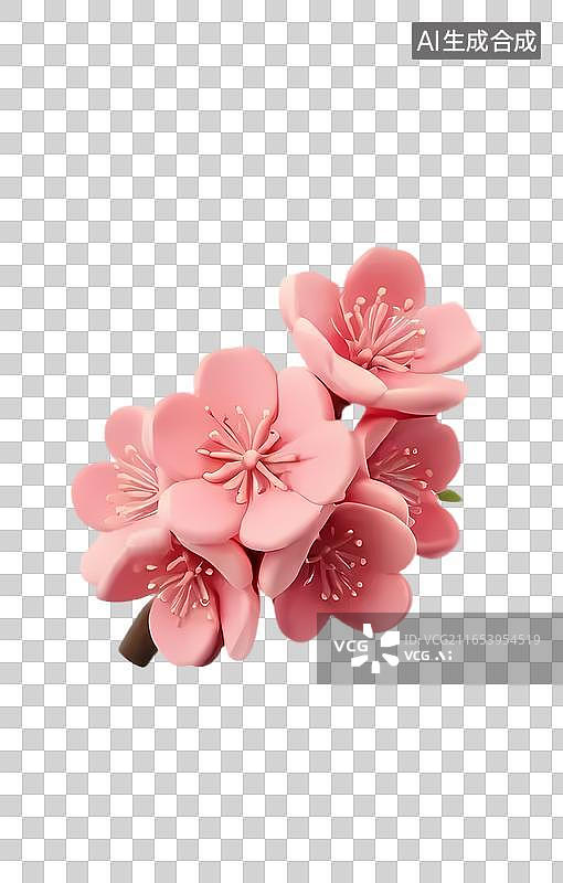 【AI数字艺术】成团粉桃花花簇图片素材