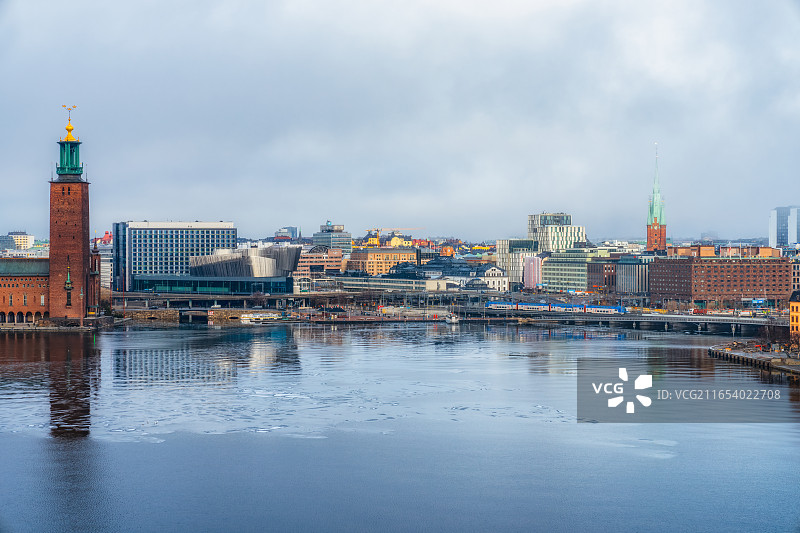 瑞典Sweden斯德哥尔摩市政厅Stockholms Stadshus，都市天际线，地标建筑，观景台图片素材