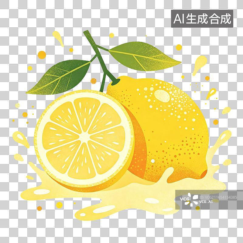 【AI数字艺术】柠檬水果插画图片素材