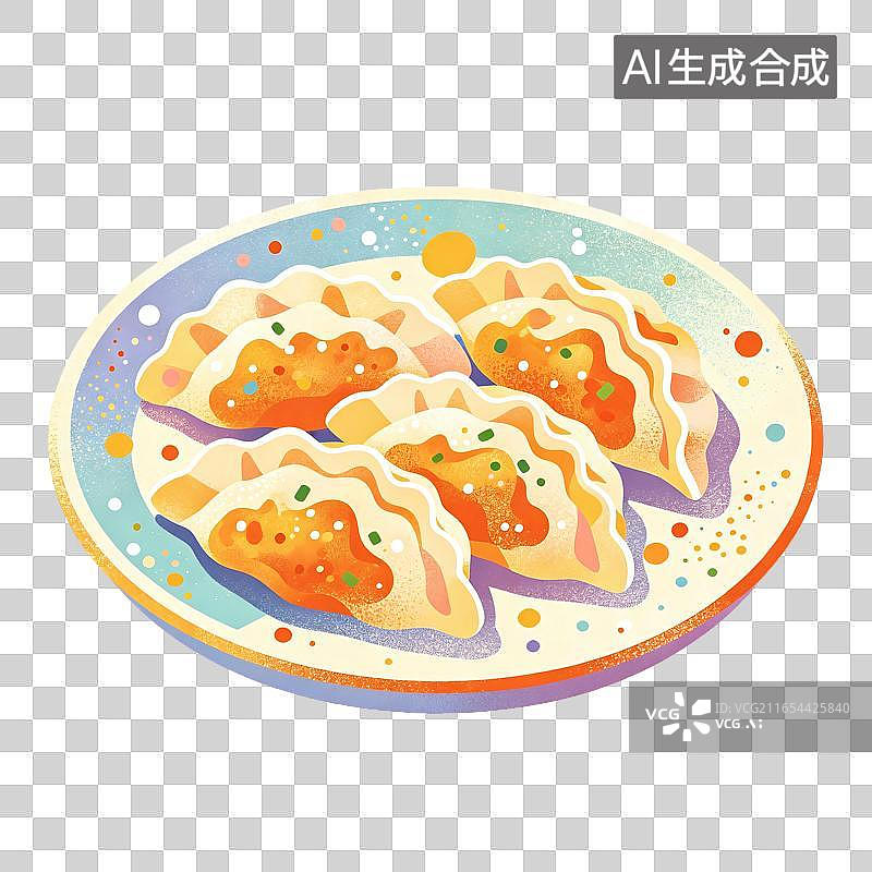 【AI数字艺术】煎饺美食插画图片素材