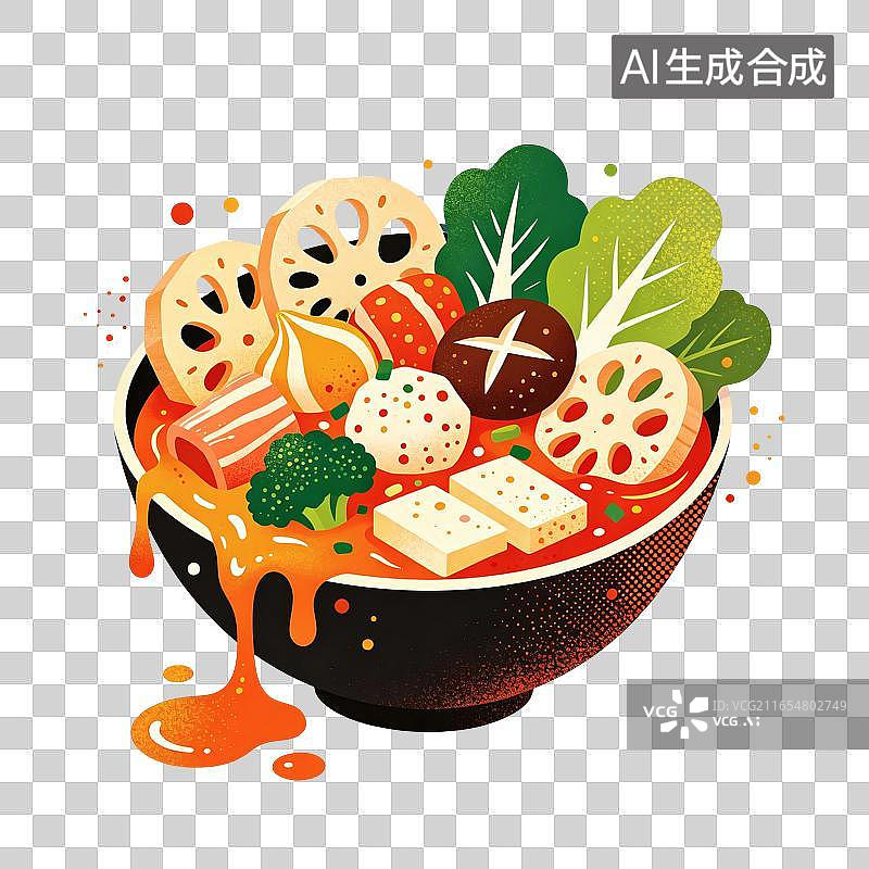 【AI数字艺术】麻辣烫美食插画图片素材