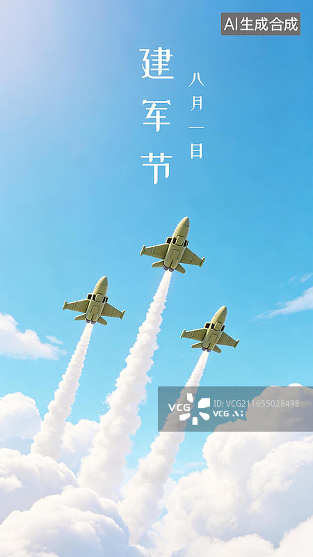 【AI数字艺术】建军节航空航天飞机列队演习庆祝活动巡航保护 3D渲染立体卡通插画风格背景图片素材