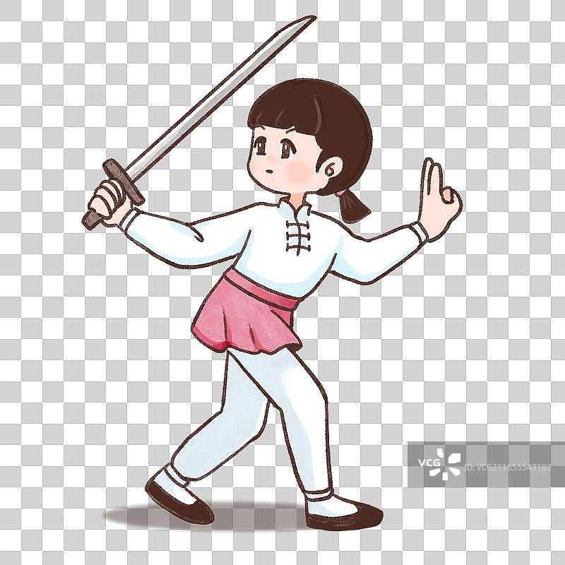 表演武术功夫的小女孩图片素材