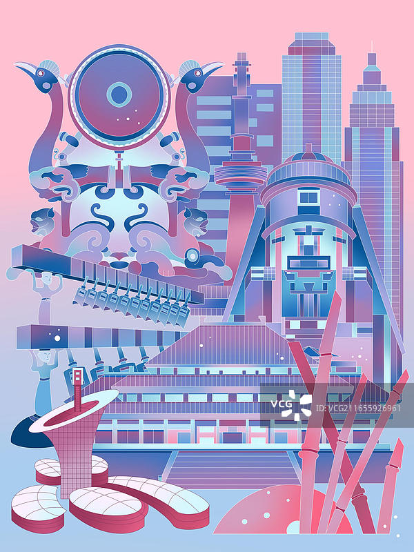 武汉插画图片素材