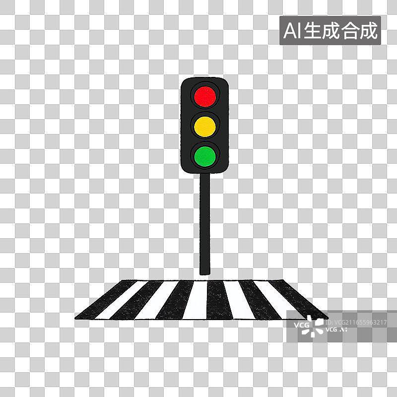 【AI数字艺术】红绿灯与斑马线交通标识插画图片素材