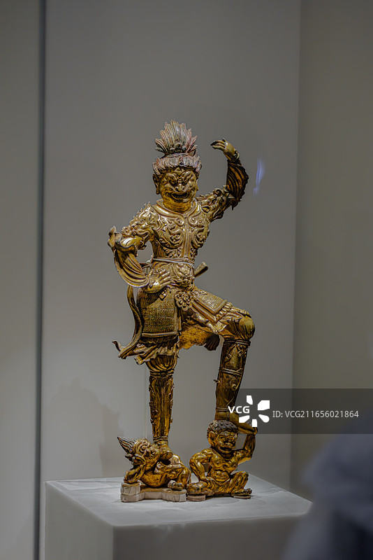 唐代 鎏金铜天王像 佛教四天王 护法天王 唐代明光铠 中国国家博物馆图片素材