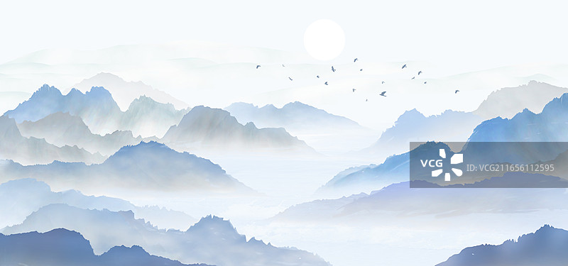 中国风水墨意境山水背景图片素材