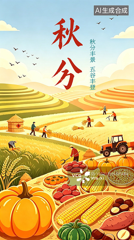 【AI数字艺术】秋分节气海报图片素材