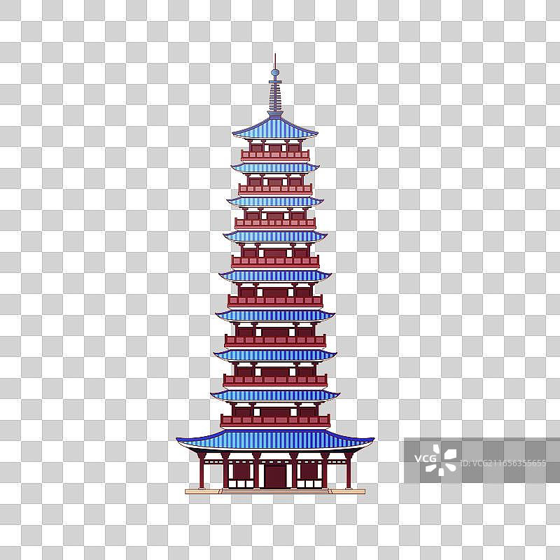 扬州文峰塔建筑插画图片素材