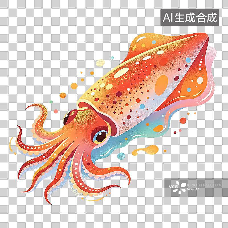 【AI数字艺术】乌贼海鲜插画图片素材