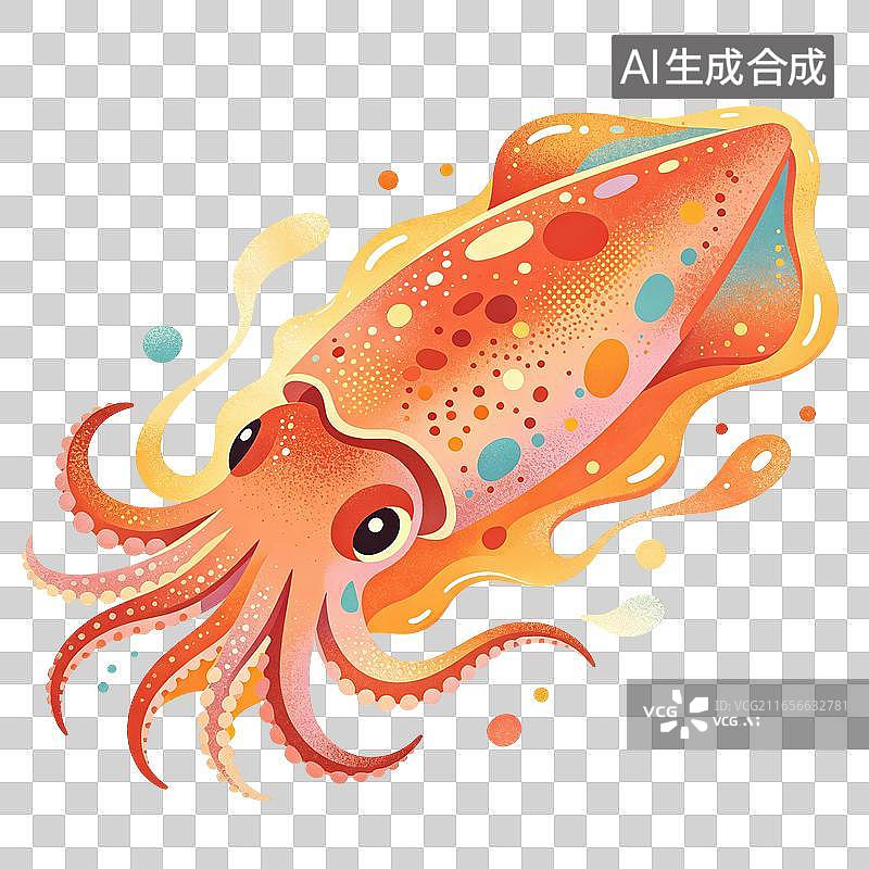 【AI数字艺术】乌贼海鲜插画图片素材