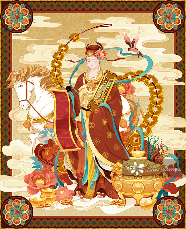 财神马元宝聚宝盆图片素材