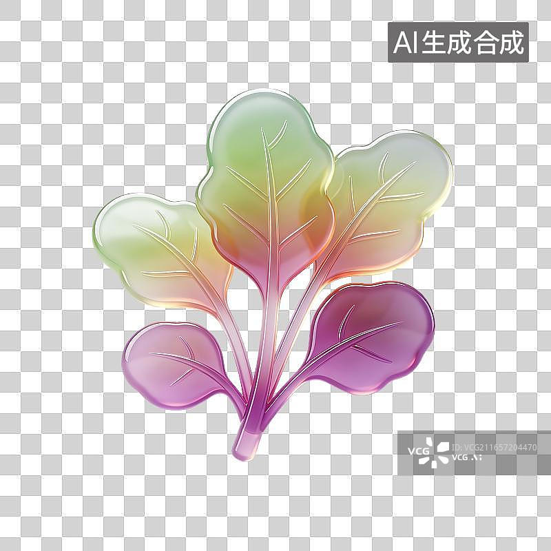 【AI数字艺术】3D通透玻璃蔬菜图标_苋菜图片素材