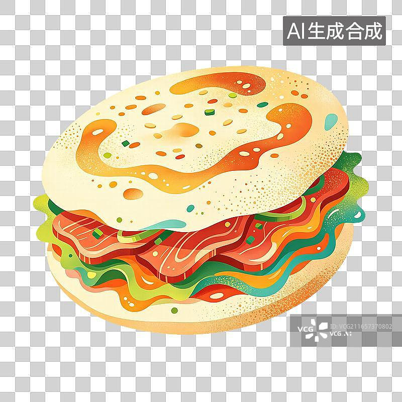 【AI数字艺术】肉夹馍美食插画图片素材