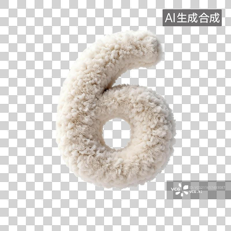 【AI数字艺术】毛绒质感的立体数字6图片素材