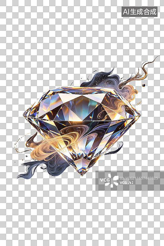 【AI数字艺术】黑色水晶元素，炫彩星空水晶元素，黑金会员钻石元素图片素材