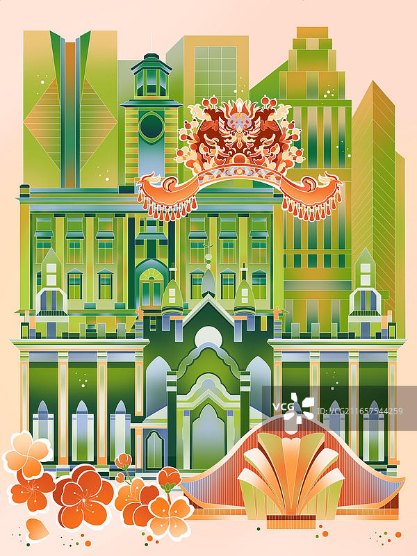 武汉建筑插画图片素材