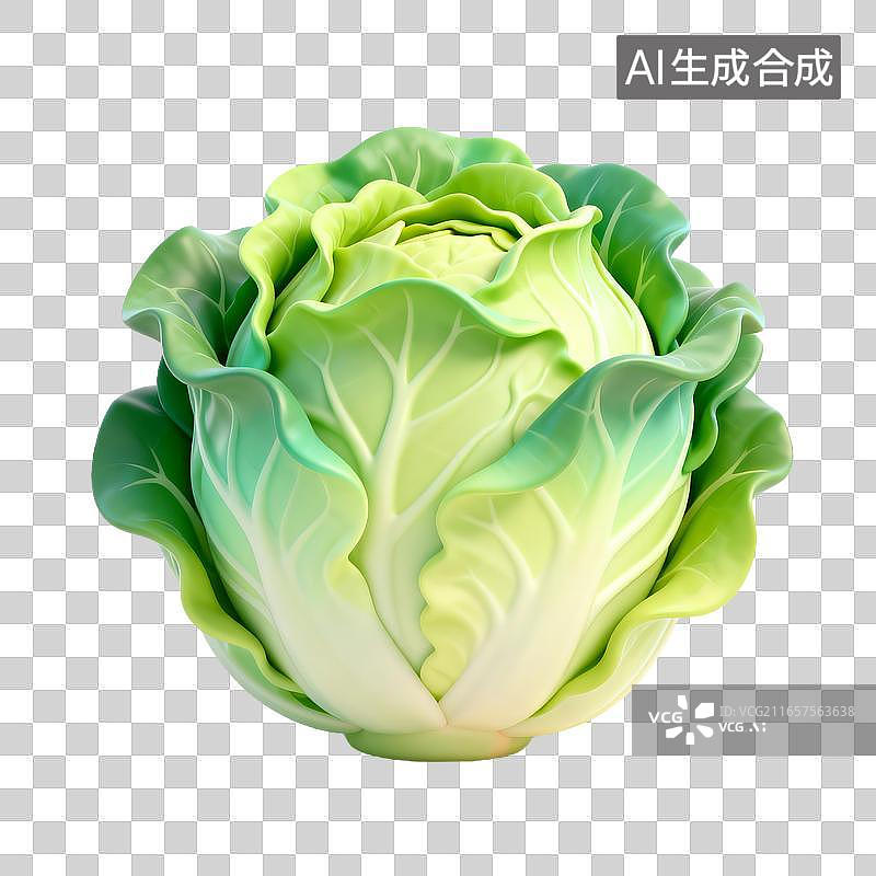 【AI数字艺术】新鲜整颗绿甘蓝蔬菜图片素材