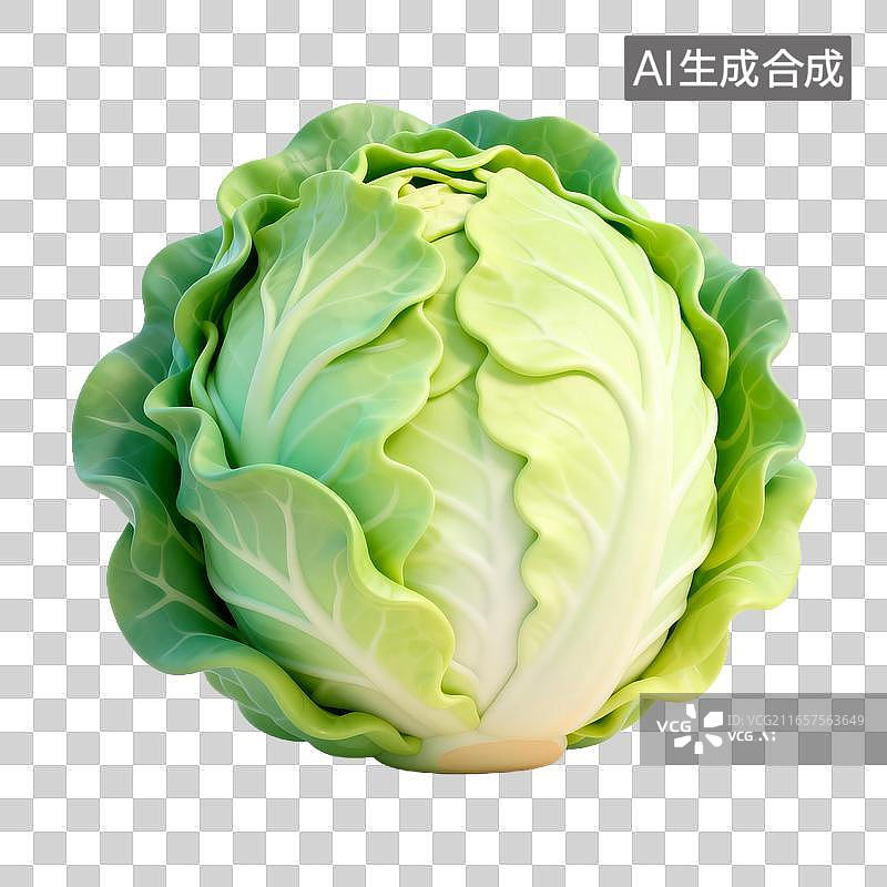 【AI数字艺术】新鲜整颗绿甘蓝蔬菜图片素材