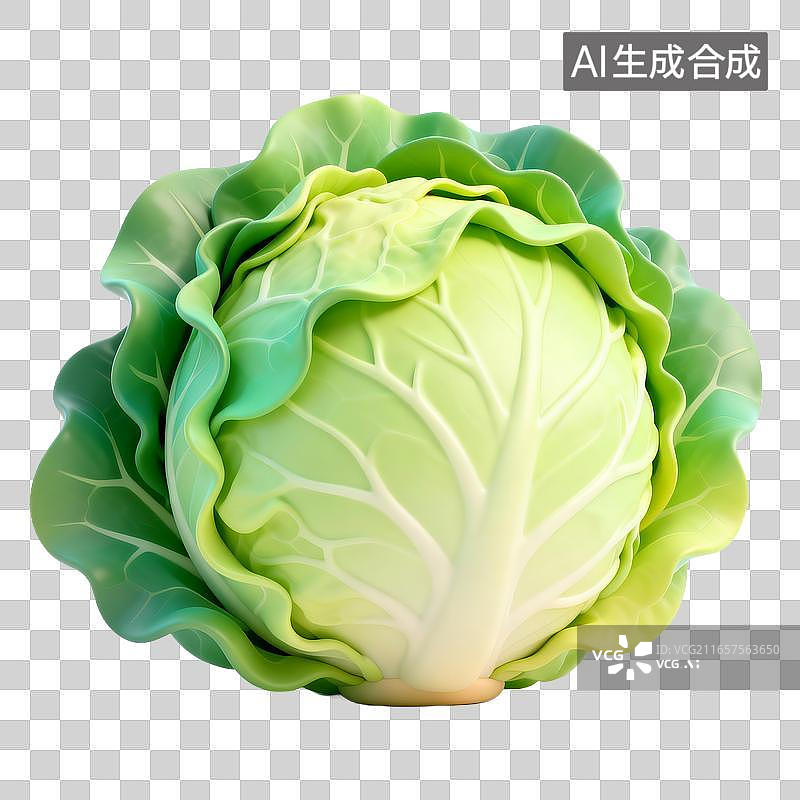 【AI数字艺术】新鲜整颗绿甘蓝蔬菜图片素材