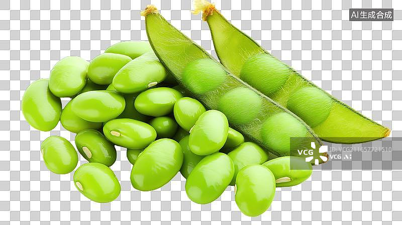 【AI数字艺术】白底新鲜去壳毛豆粒 高蛋白绿色极简豆类食材图片素材