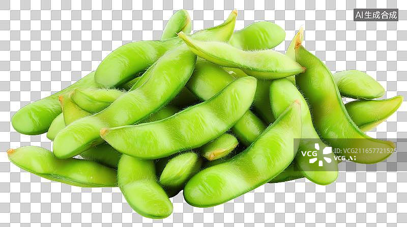 【AI数字艺术】白底新鲜去壳毛豆粒 高蛋白绿色极简豆类食材图片素材