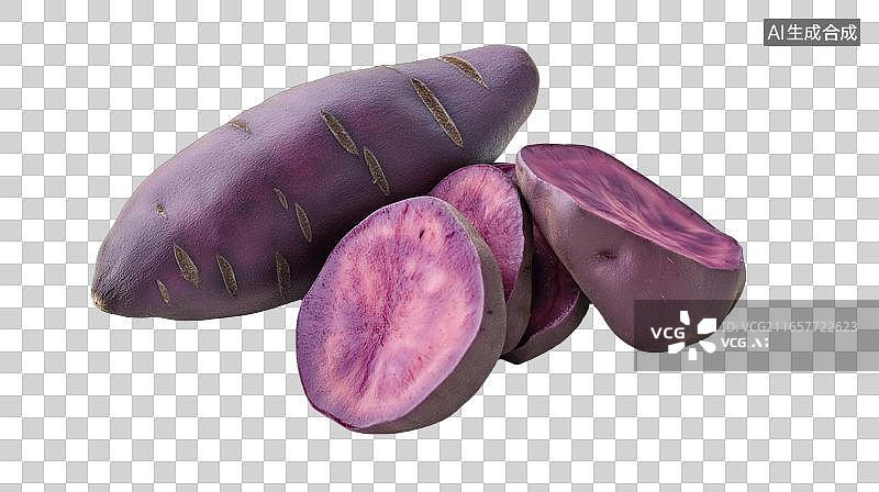 【AI数字艺术】白底即食紫薯块 天然花青素极简健康粗粮主食图片素材
