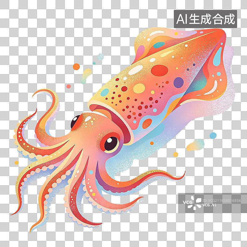 【AI数字艺术】乌贼海鲜插画图片素材