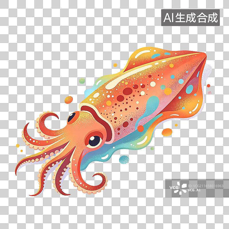 【AI数字艺术】乌贼海鲜插画图片素材