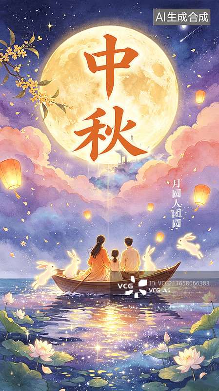 【AI数字艺术】中秋节海报图片素材