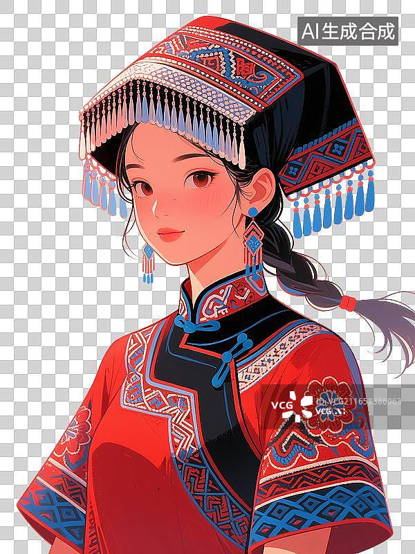 【AI数字艺术】国风民族服饰美女插画图片素材