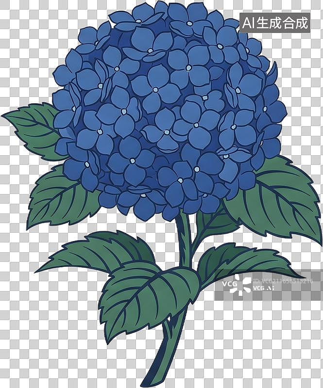 【AI数字艺术】蓝色绣球花插画图片素材